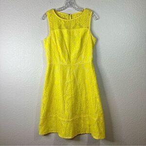 Adrianna Papell Womens Fit & Flare Dress Sleeveless Medallion Lace Midi Yellow 8